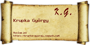 Krupka György névjegykártya