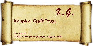 Krupka György névjegykártya